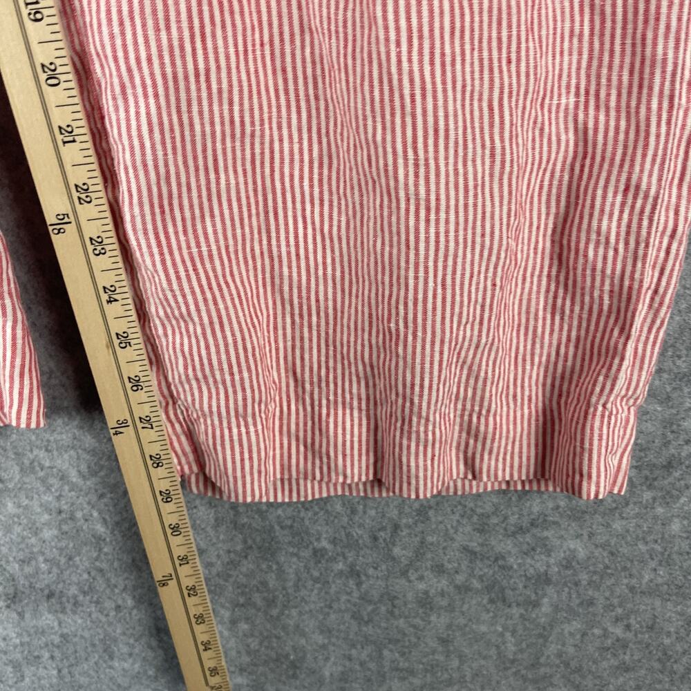 J.Crew Essential Wide Leg Linen Pant Womens 14 Red Striped Trouser High Rise - Picture 7 of 16